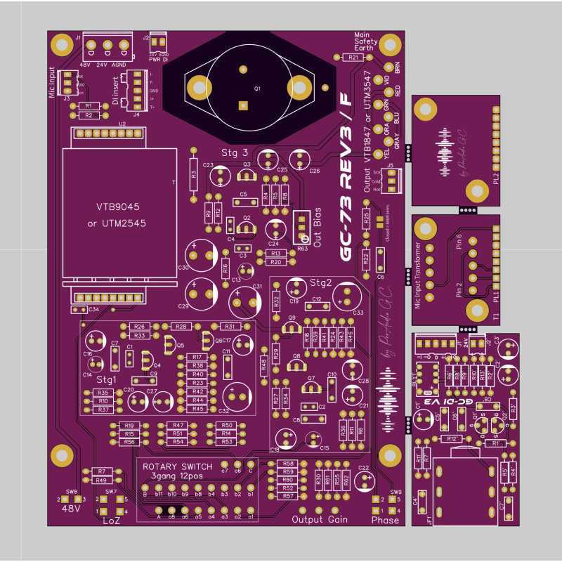 PCB Préamp GC-73 v3 ou v3/F + Fet-DI (Neve Clone) ProAudio G.C. - 4